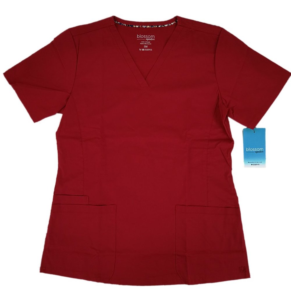 Maevn Blossom Scrub Top V-Neck Women's 2100-RED